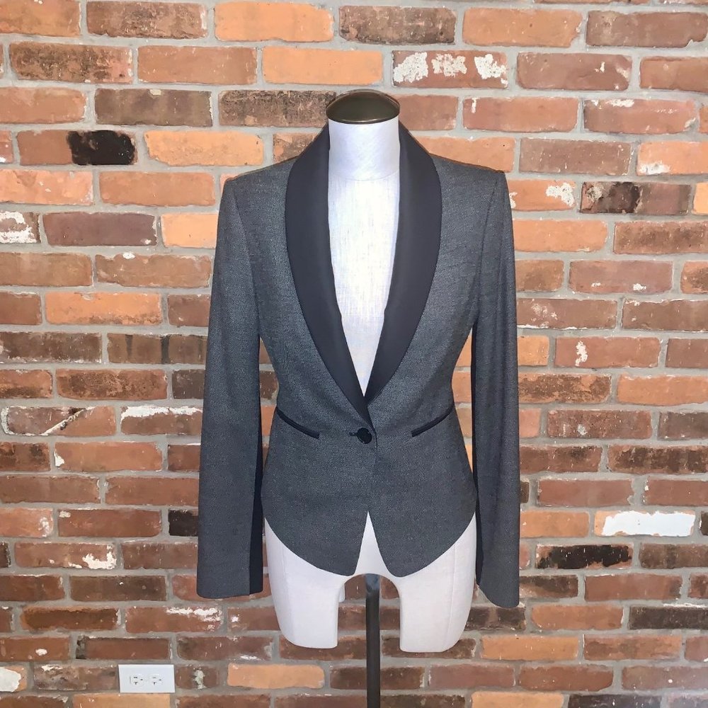 BCBGMAXAZRIA Gray Bowie Tuxedo Blazer Size XS